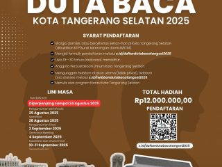 Tangsel Perpanjang Pendaftaran Duta Baca 2025, Hadiah Rp12 Juta Menanti